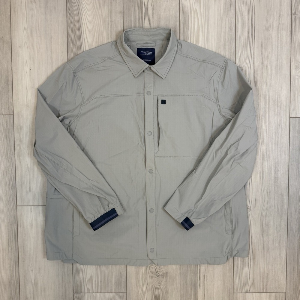 Vineyard Vines On The Go Ultimate Gray Button Overshirt Jacket Mens XXL $148